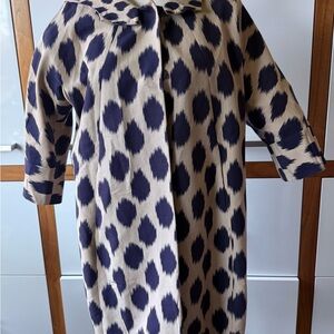 Dkny Beige Coat with Navy Spot Print